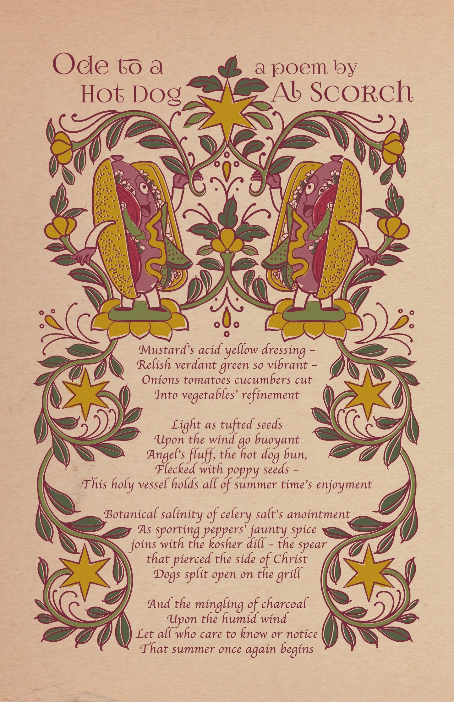 Chicago Hot Dog Poem Poster