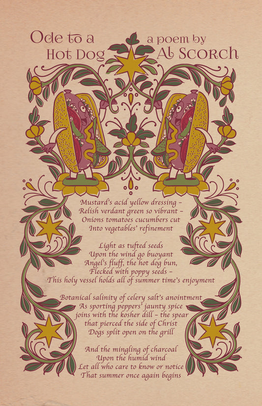 Chicago Hot Dog Poem Poster